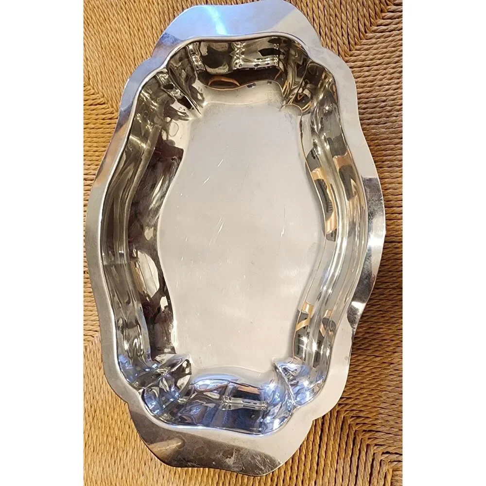 Vintage INOXBECK 18/8 Stainless Steel Oval Serving Tray – Made in Italy